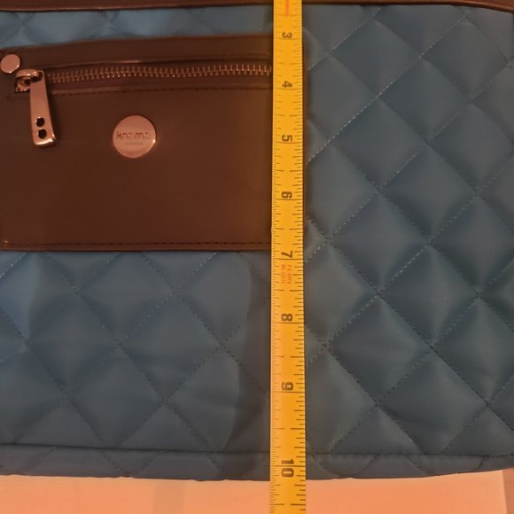 Like New KNOMO Leather and Nylon Slender Laptop Bag with Top Handle and Strap - Picture 9 of 11